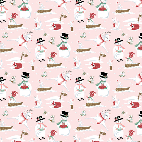 Frost and Flurry Mr & Mrs Flurry Pink by Sheri McCulley for Poppie Cotton