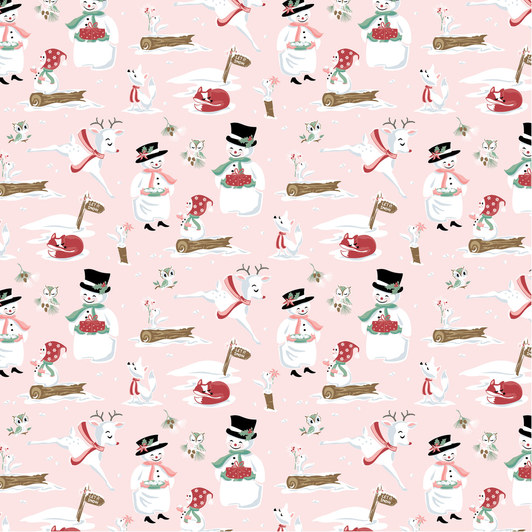Frost and Flurry Mr & Mrs Flurry Pink by Sheri McCulley for Poppie Cotton