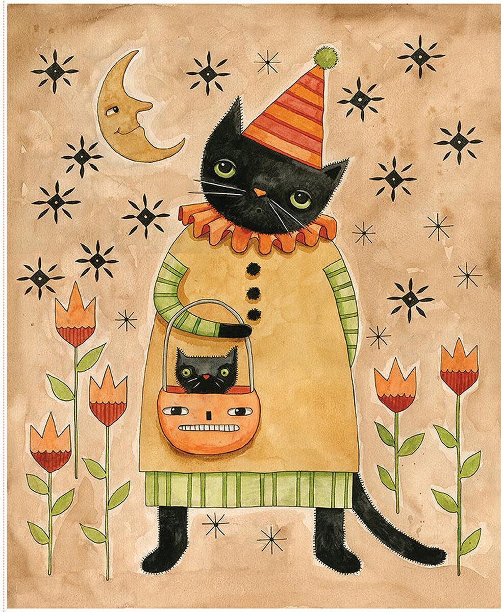 RESERVATION - Spooky Cat Panel by Teresa Kogut