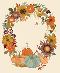 RESERVATION - The Awe of Autumn Autumn Wreath Panel Cream by Sandy Gervais