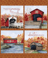 Covered Bridges in Fall Pillow Panel by Tara Reed
