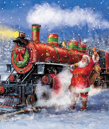 RESERVATION - More Christmas Wishes Santa's Christmas Train Panel by The RBD Designers