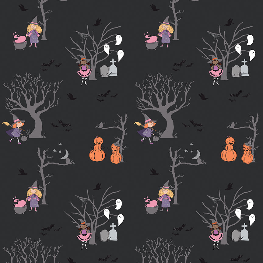 Spooky Schoolhouse - Main Charcoal Sparkle by Melissa Mortenson