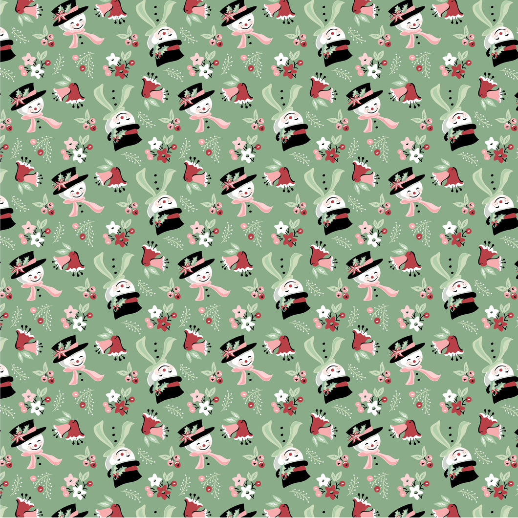 Frost and Flurry Snow Tossed Mint by Sheri McCulley for Poppie Cotton