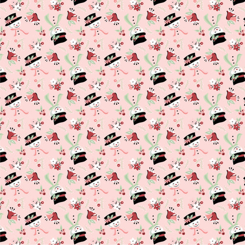 Frost and Flurry Snow Tossed Pink by Sheri McCulley for Poppie Cotton