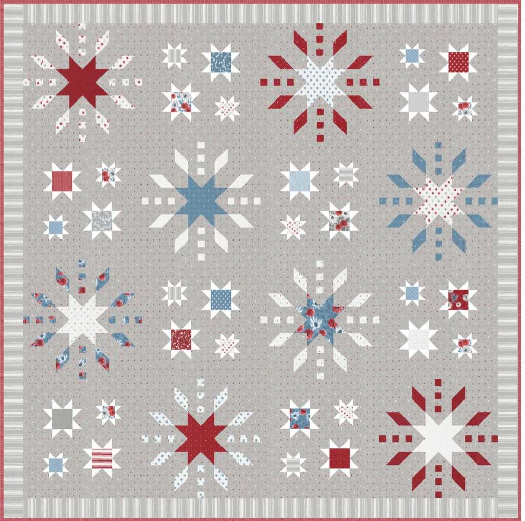 Old Glory Grand Finale (Grey Version) Quilt Kit by Lella Boutique