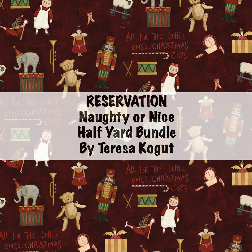 RESERVATION - Naughty or Nice Half Yard Bundle by Teresa Kogut