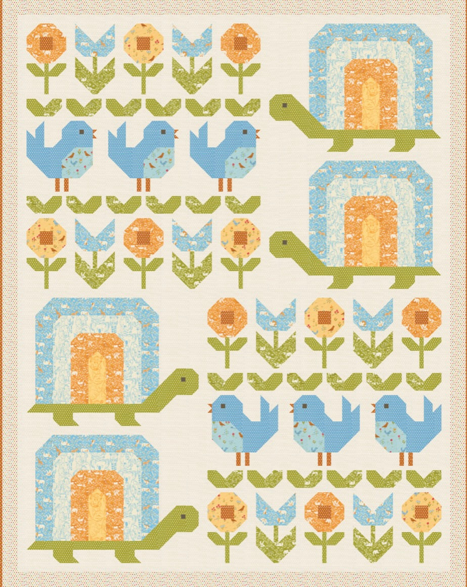 RESERVATION - Animal Park Fun Turtle Garden Quilt Kit by Stacy Iest Hsu