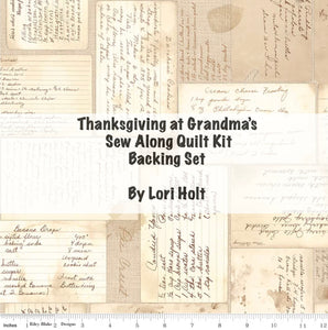 RESERVATION - Baked With Love Thanksgiving at Grandma's Sew Along Quilt Kit Backing Set by Lori Holt