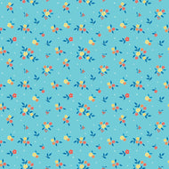 Summer's in Town Floral Aqua by Sandy Gervais