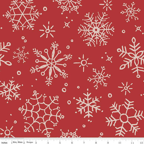 Magical Winterland Wide Back Snowflake Barn Red by Lisa Audit