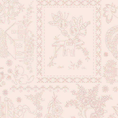 COMING SOON - Wide Back Granny Chic Vintage Embroidery Coral by Lori Holt