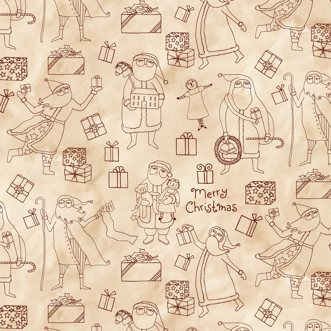 Naughty or Nice Wide Back Santas and Gifts Parchment by Teresa Kogut
