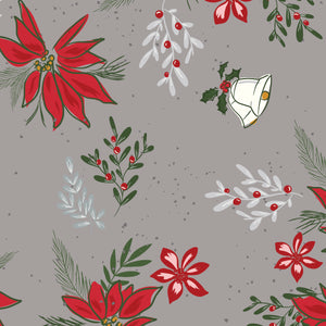 Mistletoe and Holly Wide Back Floral Gray by Beverly McCullough