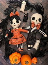 Load image into Gallery viewer, RESERVATION - Gothic Haunt Skeleton Boy and Girl Dolls Panel by Stacy Iest Hsu