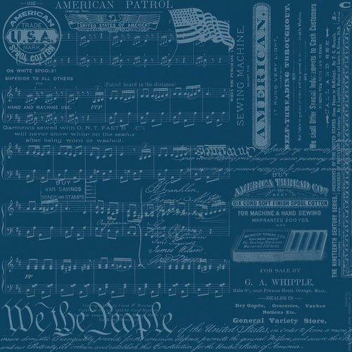 COMING SOON - Sew America Patriotic Text Blue by J. Wecker Frisch