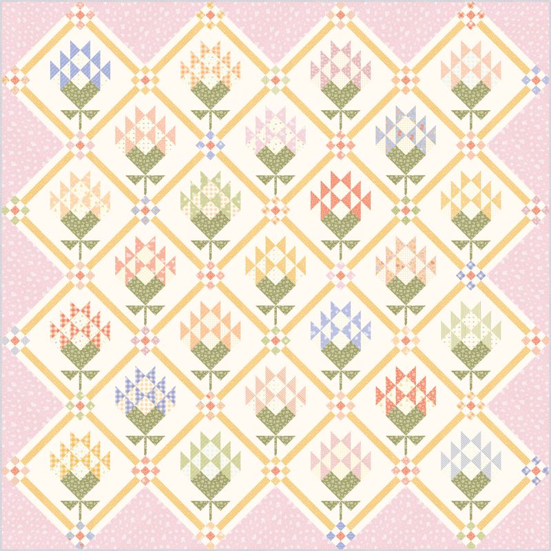 RESERVATION - Pastel Prairie Mayflowers Boxed Quilt Kit by Heather Briggs