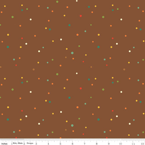 Autumn Afternoon - Hexi Dots Brown by Heather Peterson