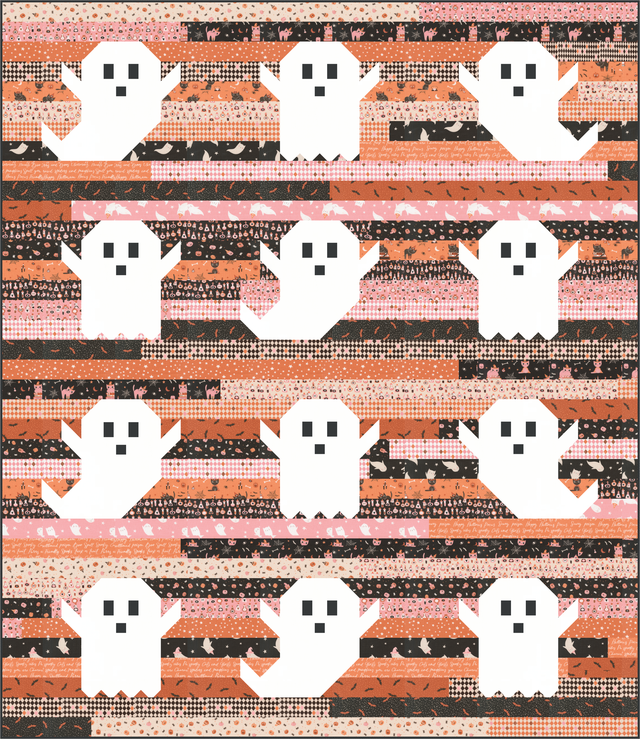 RESERVATION - Purrs and Boos Jelly Ghosts Quilt Kit by Elena Amo