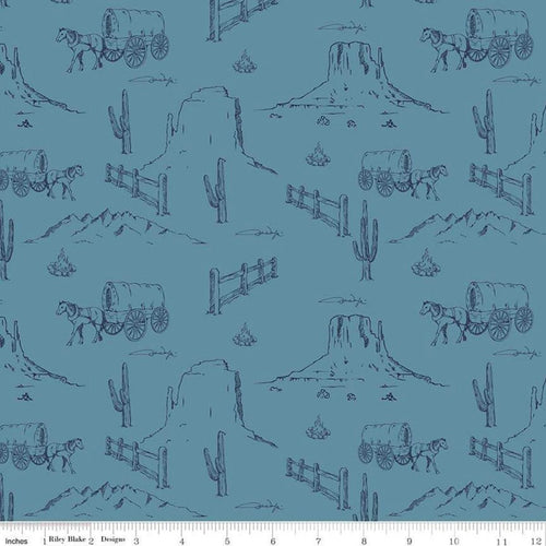 John Wayne Western Landscape Blue by Riley Blake Designs
