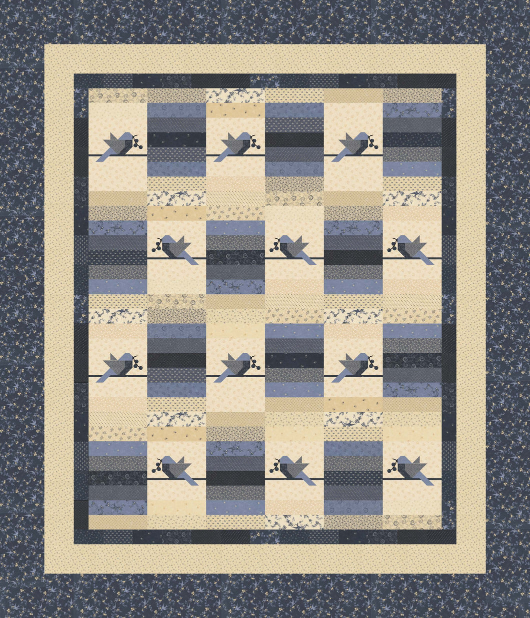 RESERVATION - Bluebird's Nest Choose Happiness Quilt Kit by Kansas Troubles Quilters