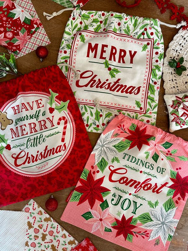 RESERVATION - Merrily on High Set of 3 Drawstring Bags by Sweetfire Road Design Co.