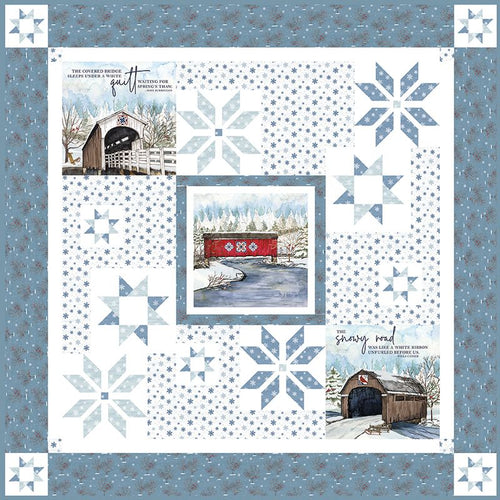 RESERVATION - Covered Bridges in Winter Snowflakes Over Covered Bridges Boxed Quilt Kit by Tara Reed