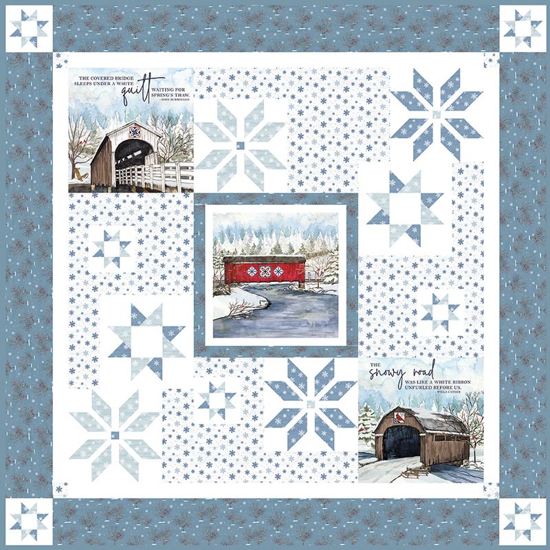 RESERVATION - Covered Bridges in Winter Snowflakes Over Covered Bridges Boxed Quilt Kit by Tara Reed