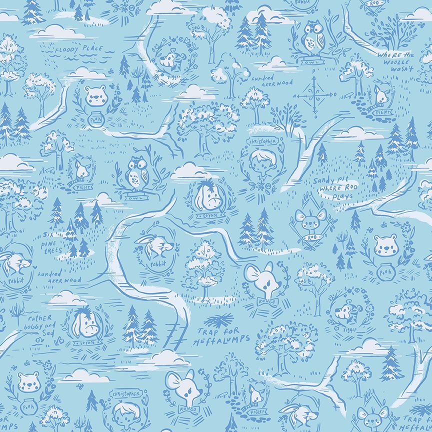 Aker Woods Map in Sky Blue