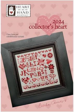 2024 Collector's Heart Cross Stitch Pattern with Fabric by Heart In Hand