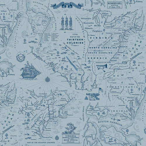COMING SOON - Independence Colonial Map Blue by The RBD Designers