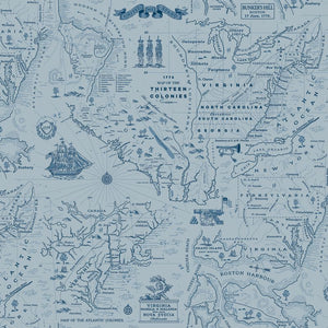 COMING SOON - Independence Colonial Map Blue by The RBD Designers