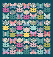 RESERVATION - Flutter and Bloom Butterfly Blossoms (Dark Background) Quilt Kit by Jessica Chertkow Designs