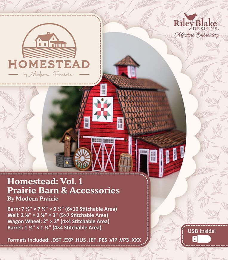 RESERVATION - Homestead Prairie Barn Machine Embroidery USB Pattern by Modern Prairie