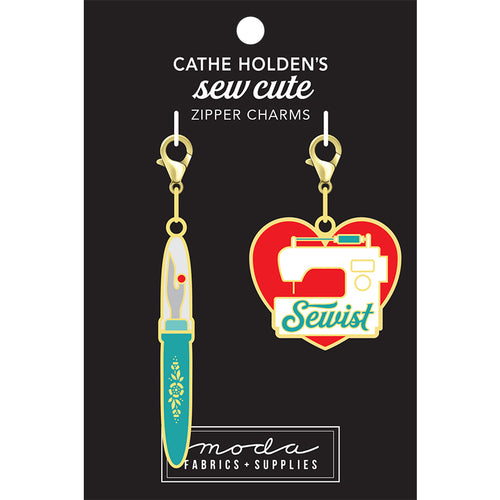 Zipper Pulls - Seam Ripper/Sewing Machine Heart Zipper Pulls by Cathe Holden