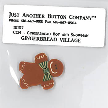 Gingerbread Village 7 - Gingerbread Boy and Snowman Button by Just Another Button Company