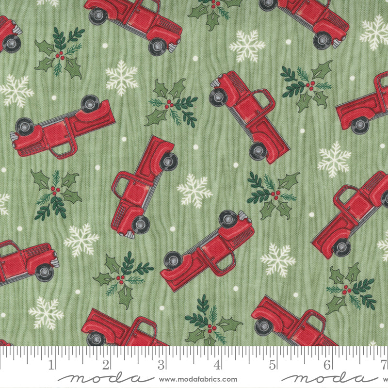 Home Sweet Holidays - Red Truck Snowflake Green by Deb Strain