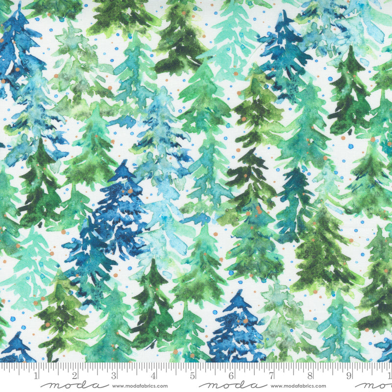 Starflower Christmas - Winter Pines Watercolor - White by Create Joy Project