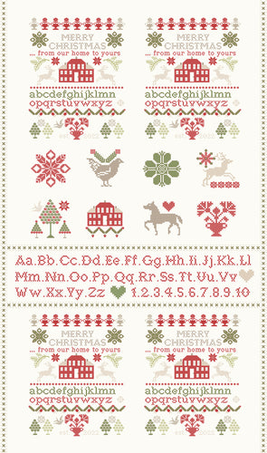 Christmas Stitched-Sampler Panel Snow Multi by Fig Tree and Co.