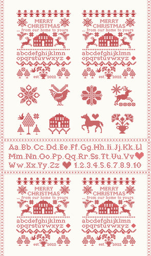 Christmas Stitched-Sampler Panel Snow Poinsettia by Fig Tree and Co.
