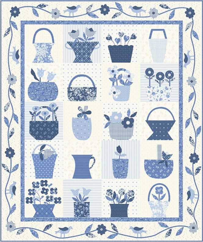 Twenty Blue Baskets Quilt Kit by Bunny Hill Designs