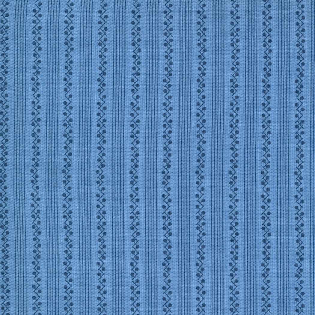 Crystal Lane - Snowberry Stripe French Blue by Bunny Hill Designs