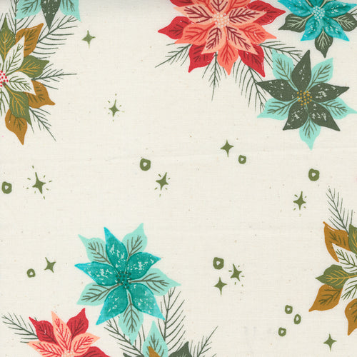 Cheer and Merriment - Poinsettia Mix Natural by Fancy That Design House