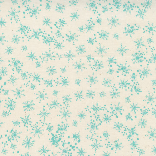 Cheer and Merriment - Snowfall Natural Aqua by Fancy That Design House