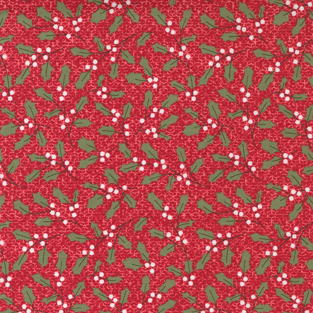 Christmas Morning - Holly Jolly Sprig Cranberry by Lella Boutique