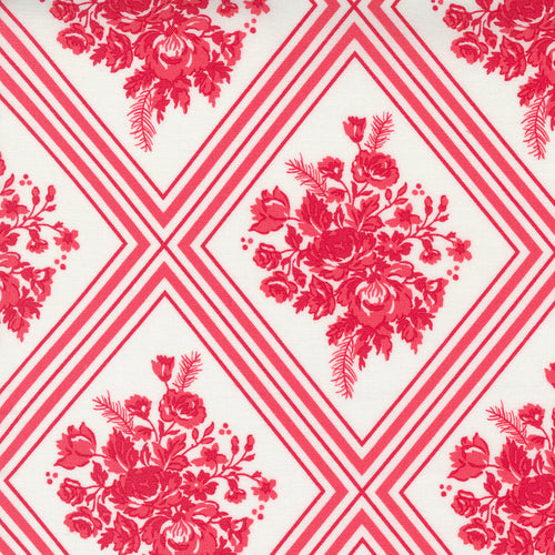 Merry Little Christmas - Floral Cream Red by Bonnie and Camille
