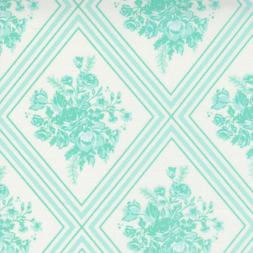 Merry Little Christmas - Floral Cream Aqua by Bonnie and Camille