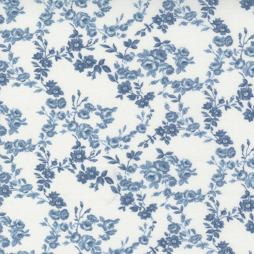 Nantucket Summer - Surfside Floral Cream Blue by Camille Roskelley
