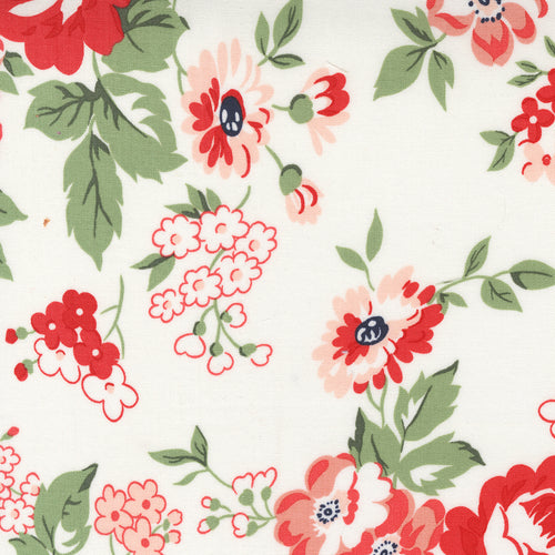 Dwell - Cottage Cream Red by Camille Roskelley