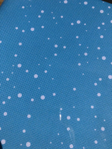 Cross Stitch Cloth - Fabric Flair 14 Count Aida - Snow on Blue with Glitter 18 x 20
